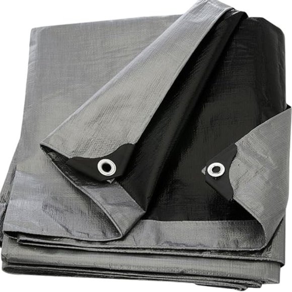 Comfitwear Heavy Duty Waterproof UV Blocking 10 Mil Poly Tarp, Silver/Black - Picture 1 of 1